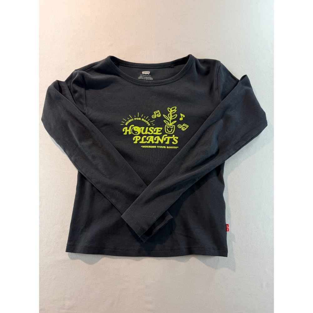 Levi's House Plants Graphic Long Sleeve Tee Black Small Music Nature‎